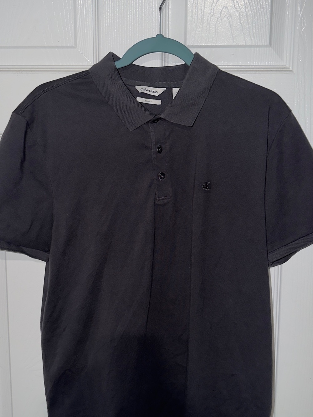 Calvin Klein Men's Dark Charcoal Polo with Subtle CK Emblem